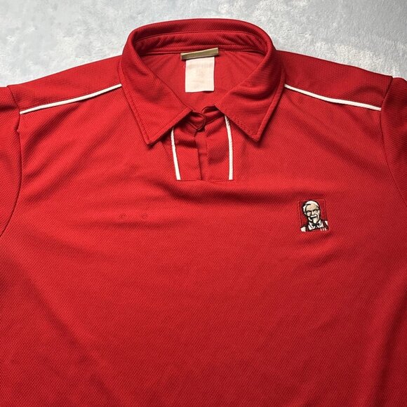 KFC Red Polo Shirt Mens Large Kentucky Fried Chicken Uniform Colonel Logo - Picture 2 of 7